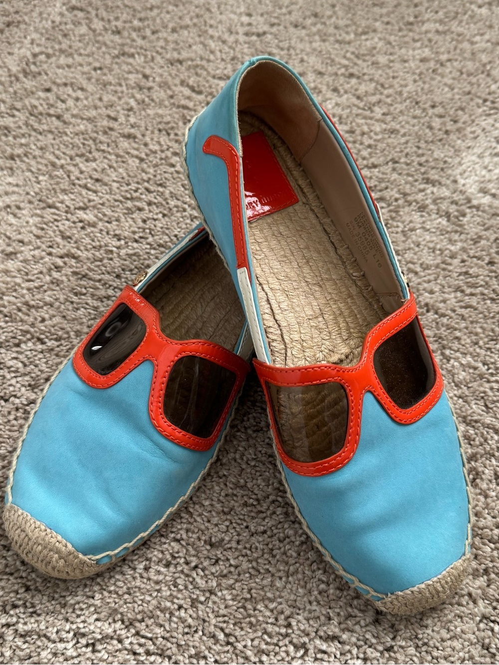 Tory Burch- Blue and Orange Espadrille Flats